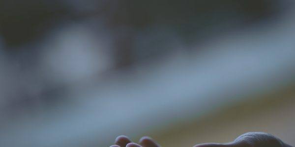 Hand catching feather surrender and empower emotional sobriety